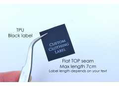 Sew-on Clothing label, TPU BLACK, 25mm Flat TOP seam, 100 labels